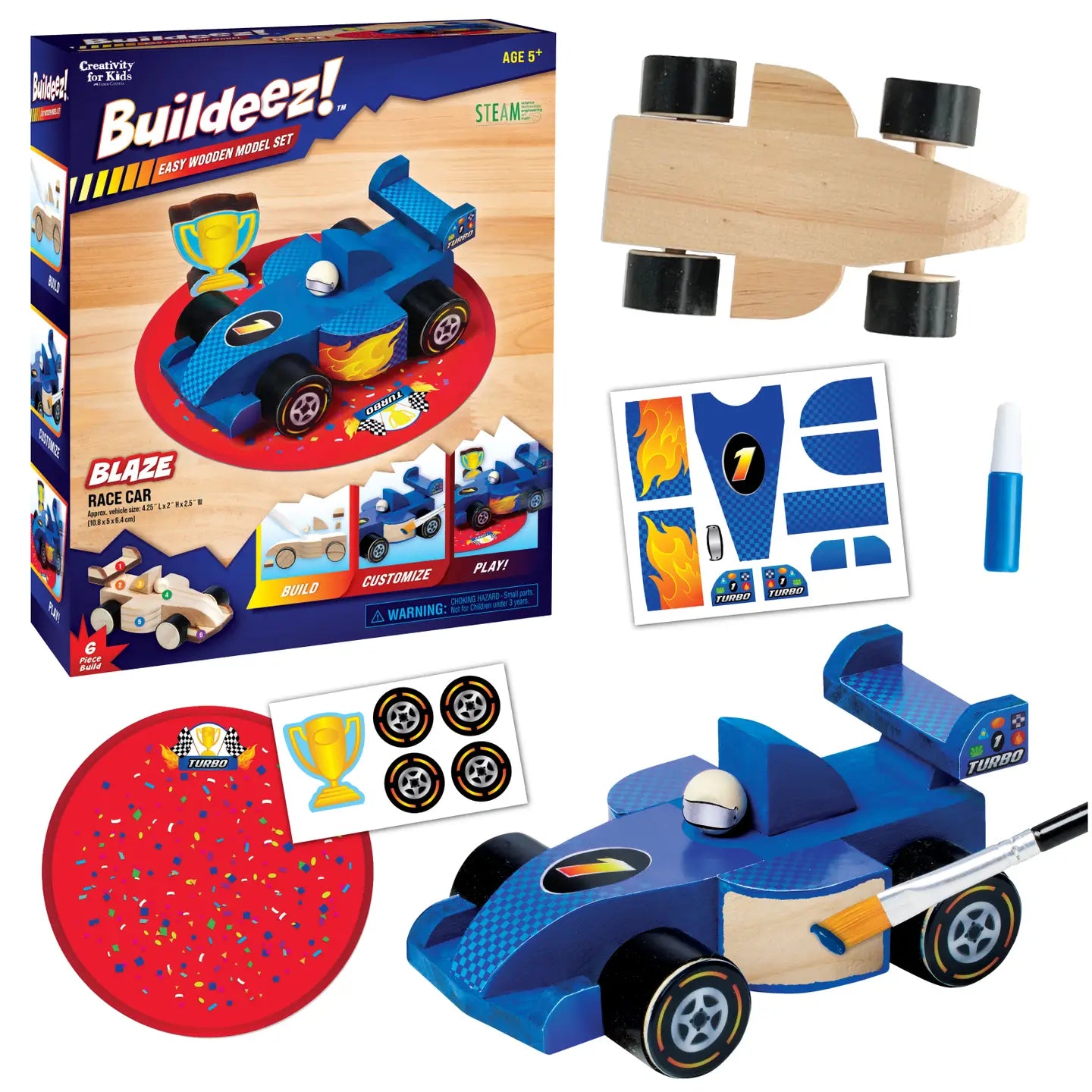Buildeez! Blaze Race Car - Diy Wooden Craft Kit