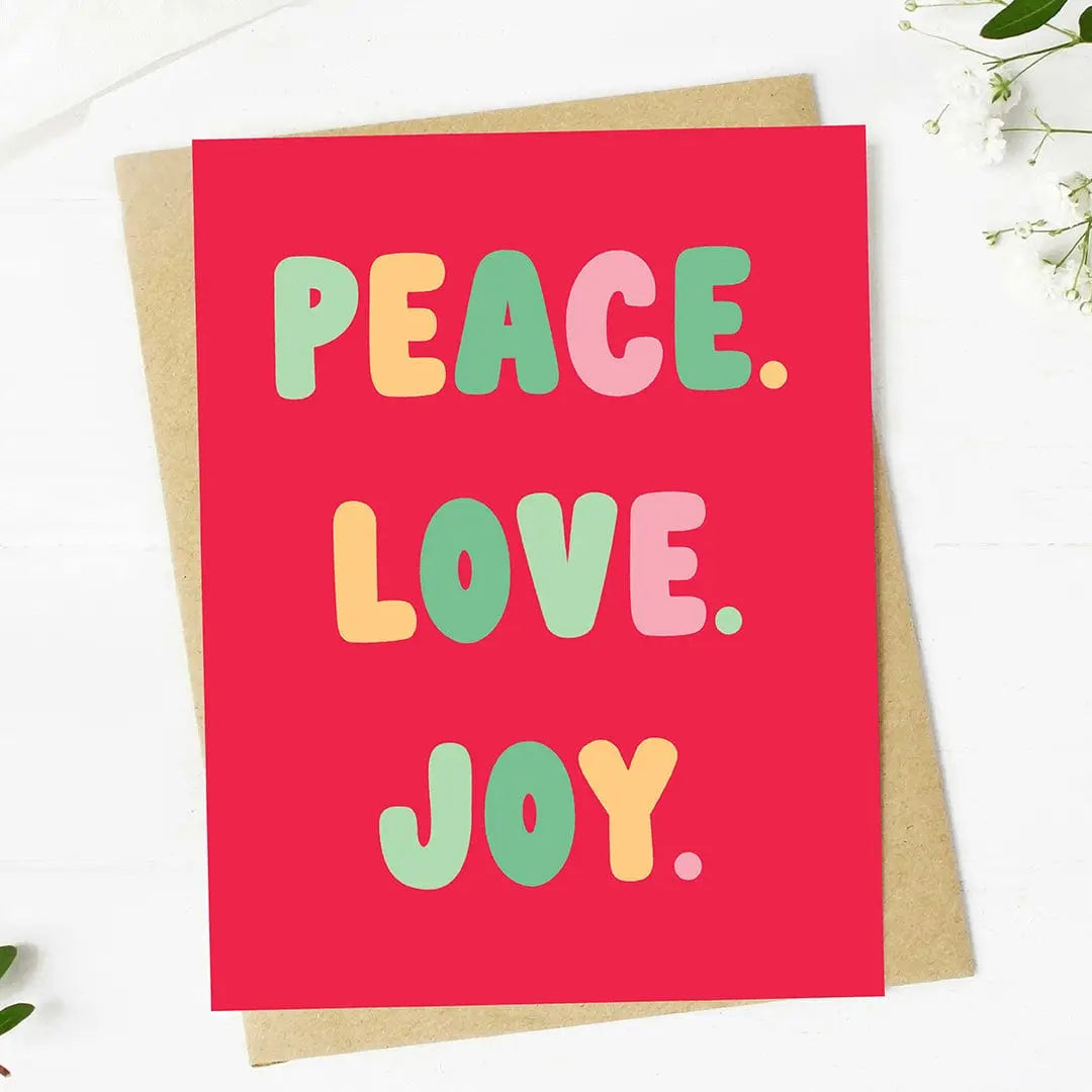 "Peace. Love. Joy." Christmas Text Card