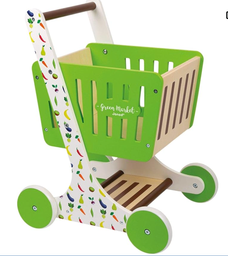 Janod Green Market Wooden Shopping Cart