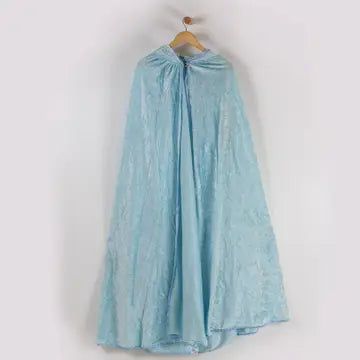 Light Blue Crushed Velour - Kids Hooded Cloak/Cape