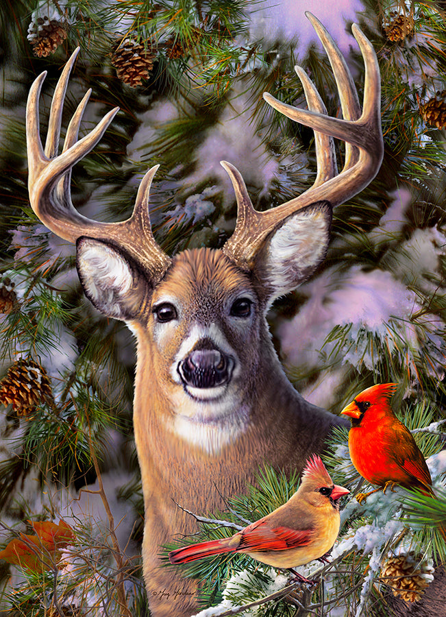 One Deer Two Cardinals 500pc