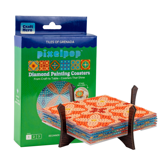 PixelPop™ Diamond Art Acrylic Coaster Kit (Tiles of Grenada)
