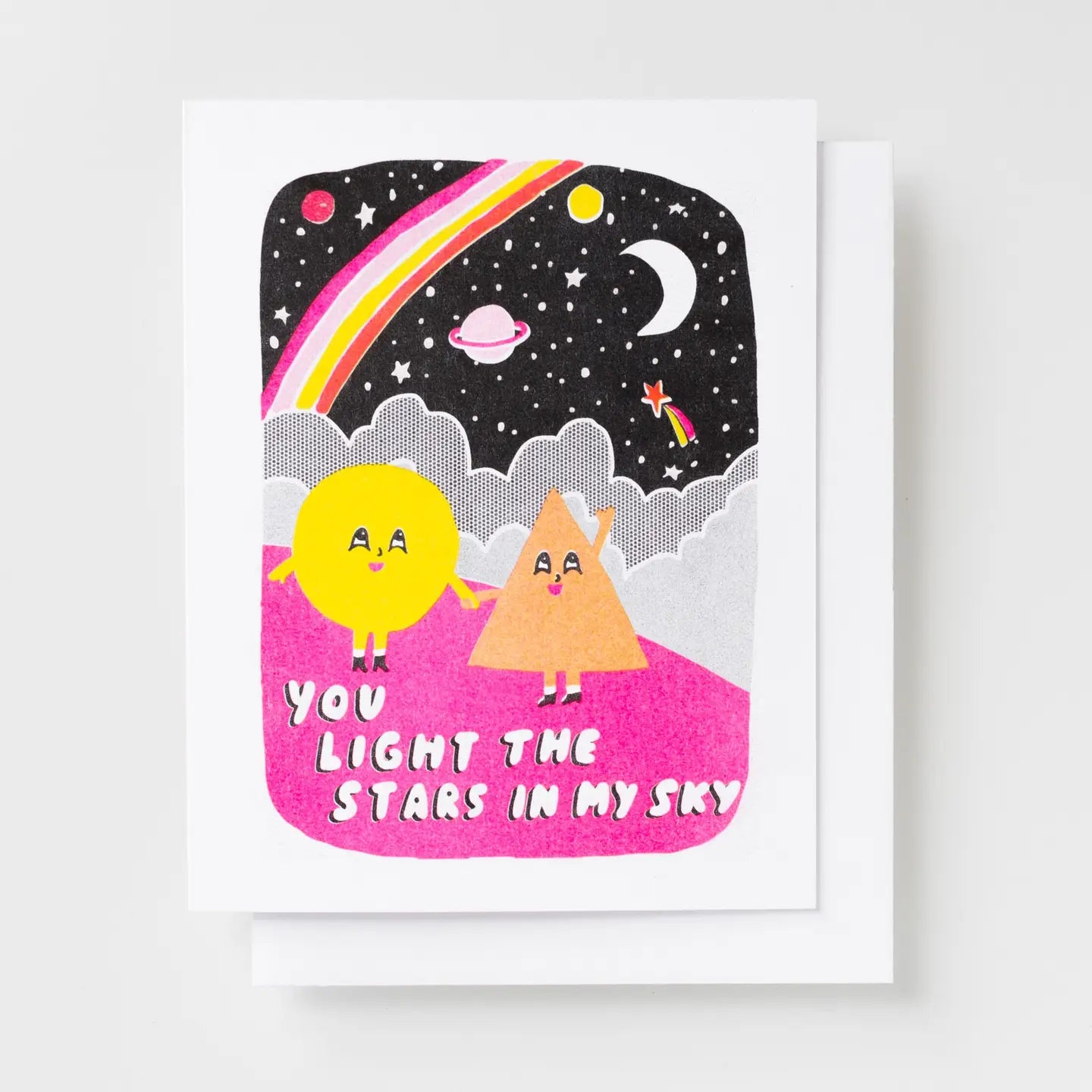 You Light the Stars Risograph Card