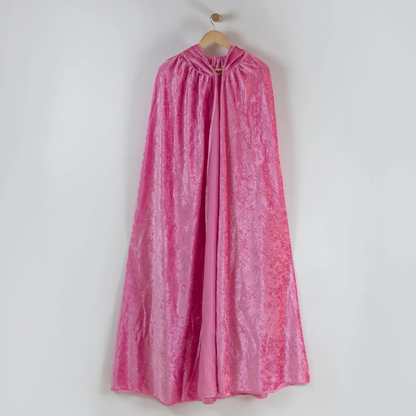 Pink - Kids Hooded Cloak - Crushed Velour Medieval Hooded Cape