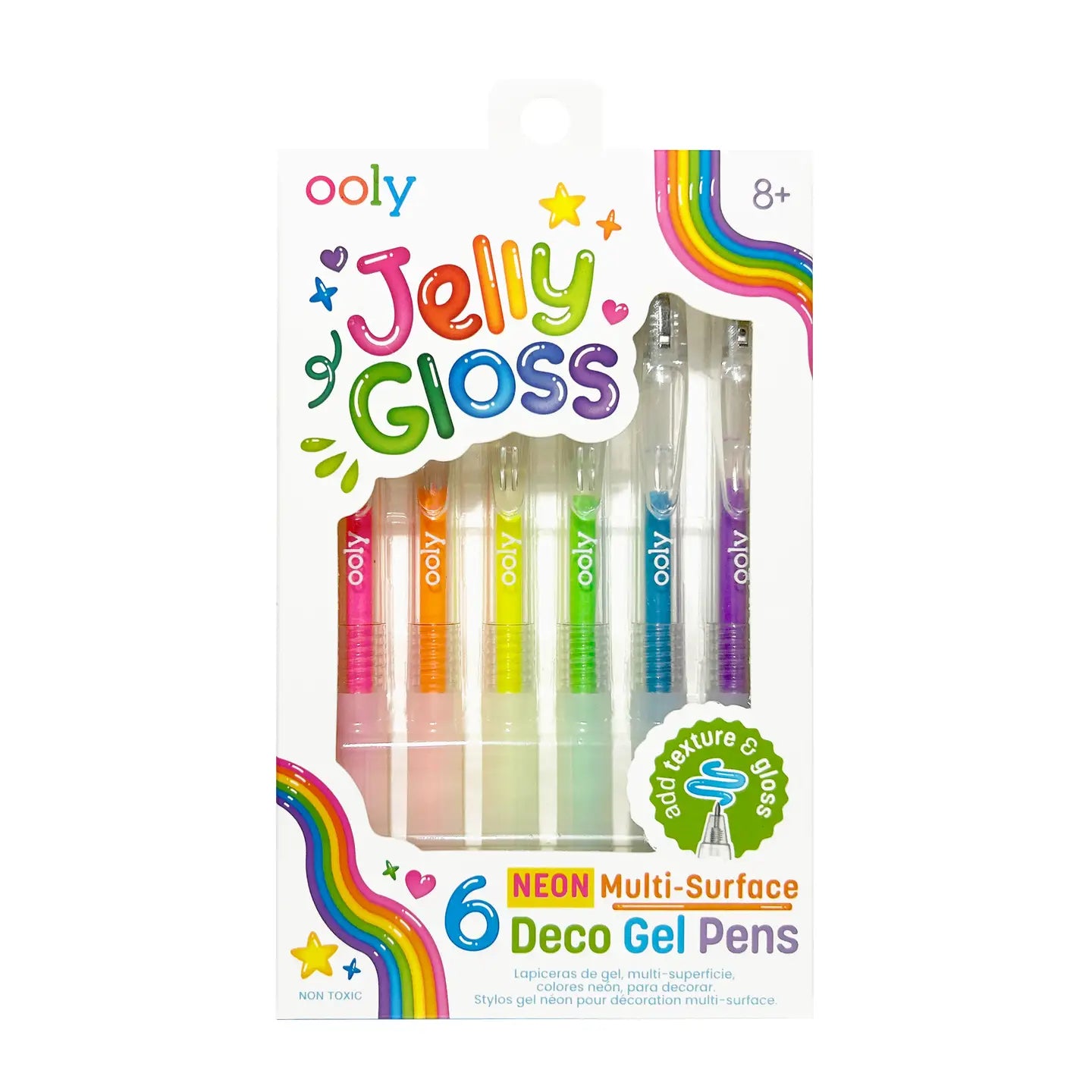 Jelly Gloss: Neon Multi-Surface Deco. Gel Pens (Set of 6)