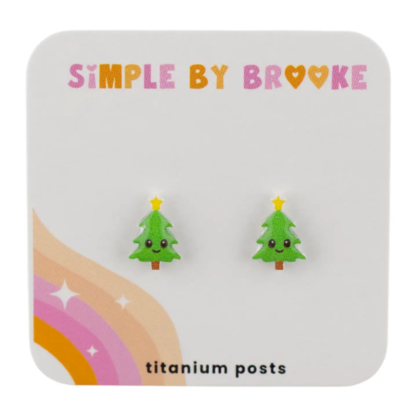 Green Christmas Tree Stud Earrings