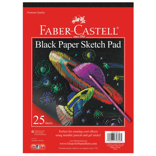 Black Paper Sketch Pad 25 Sheets, 9" X 12"