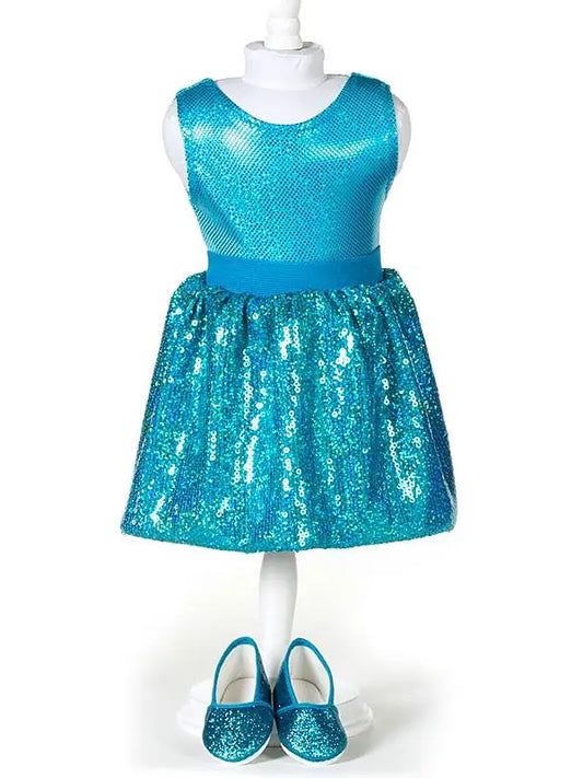 Teal - Doll Sequin Skirt Set For Kids