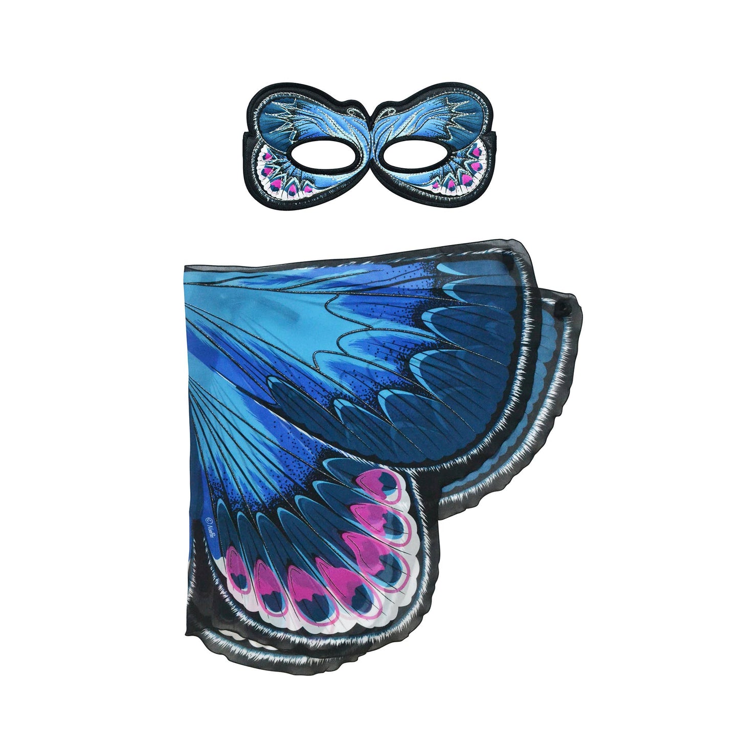 Karner Blue Butterfly Wings + Mask (Kids Cape Costume Set)
