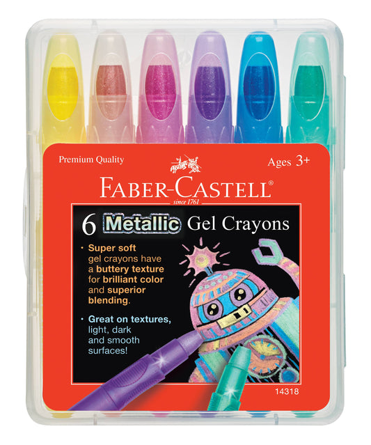 6 Metallic Chunky Gel Crayons in Storage Case