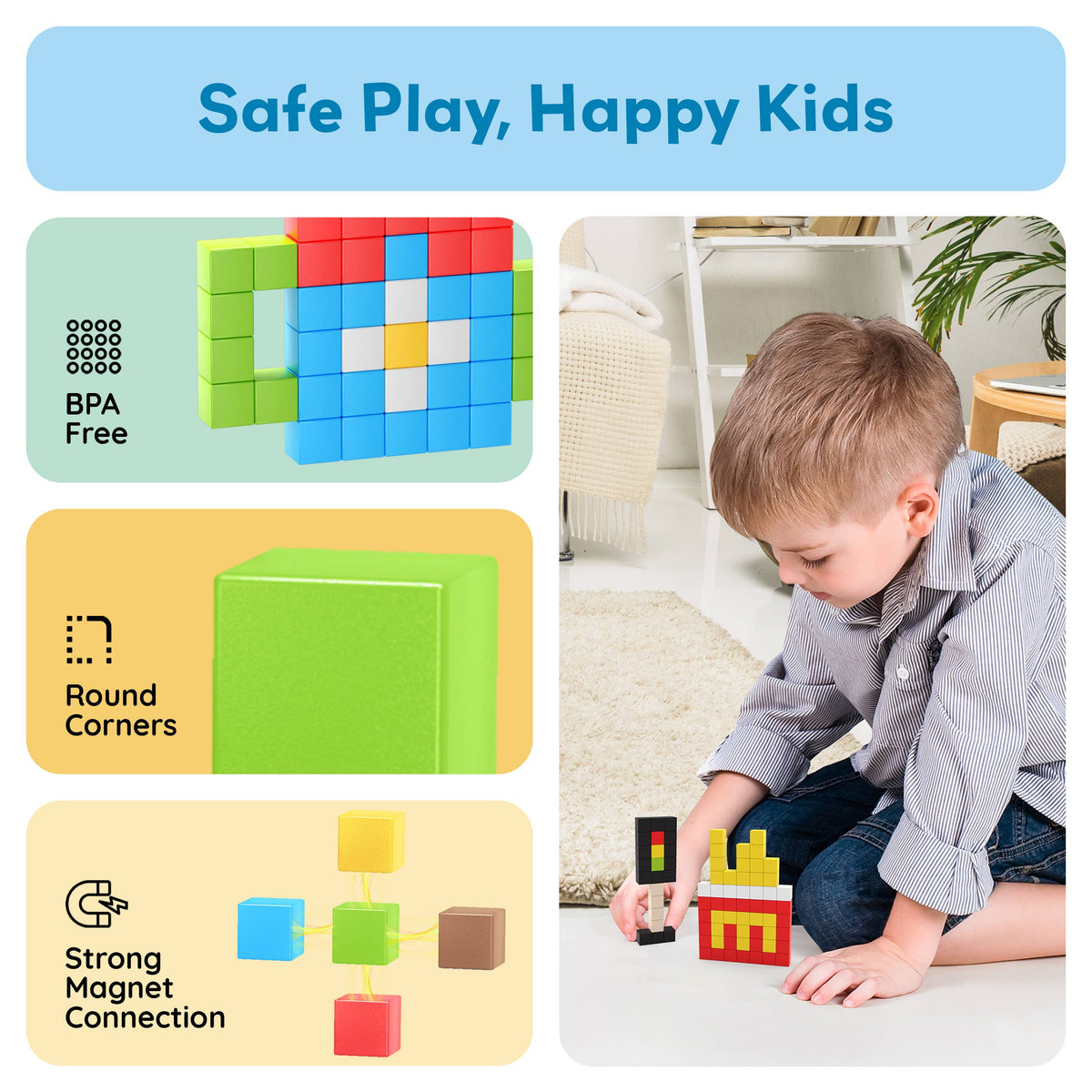 PicassoTiles 100pc .5" Magnetic Cubes Set