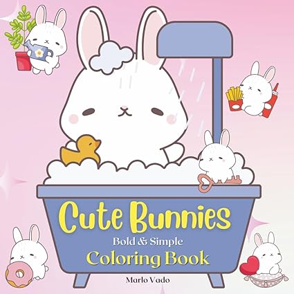 Cute Bunnies: Bold & Simple Coloring Book