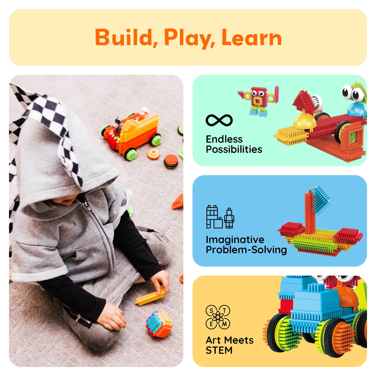 PicassoTiles 116pc Hedgehog Building Blocks