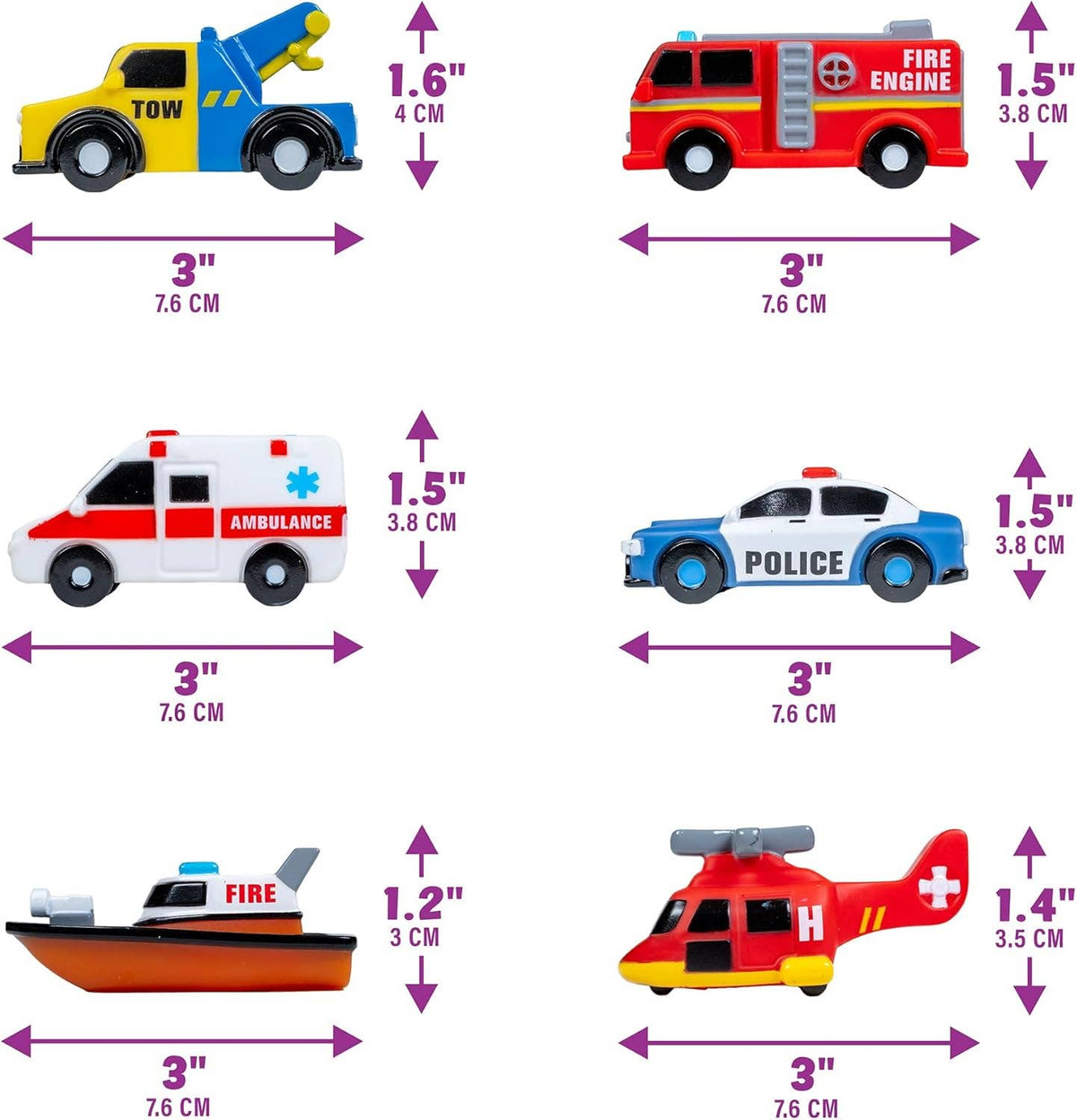 Tub Works® Emergency™ Cars Light Up Bath Toys