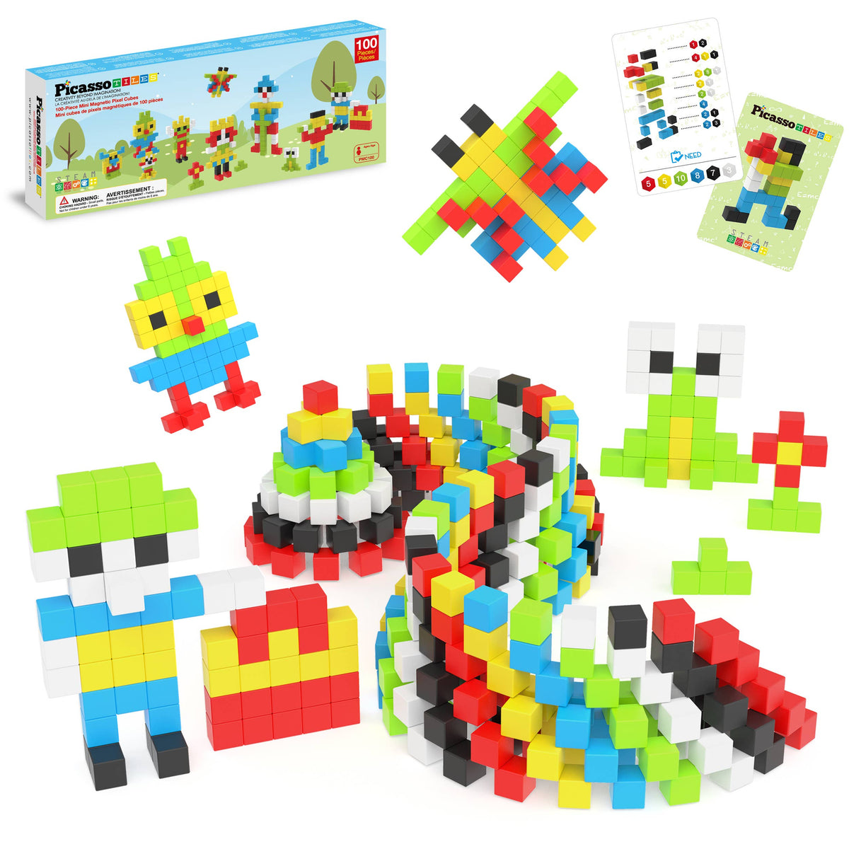 PicassoTiles 100pc .5" Magnetic Cubes Set