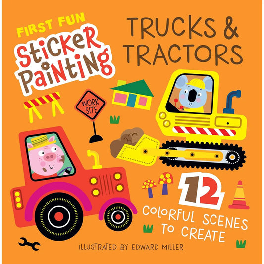 First Fun Sticker Painting:Trucks & Tractors - 12 Scenes!