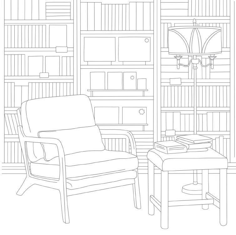 Cozy Bookshops Colouring Book