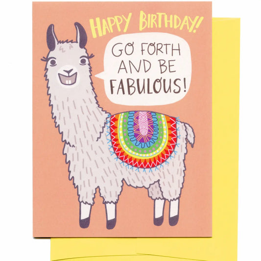 Go Forth and Be Fabulous Llama Birthday Card