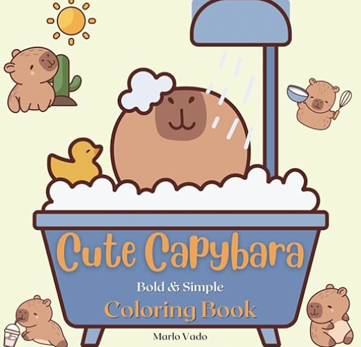 Cute Capybara: Bold & Simple Coloring Book