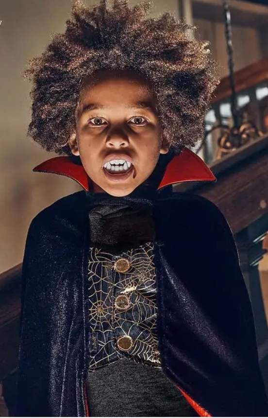 Dracula Cape + Teeth Costume Set For Kids