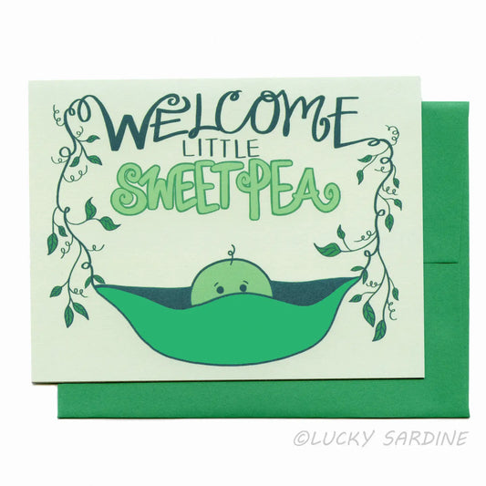 Welcome Little Sweet Pea Baby Greeting Card