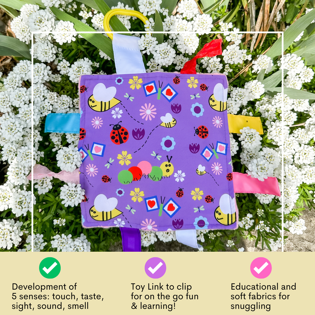 Garden Flower Bees and Butterflies Learning Lovey Toy 8"x 8"