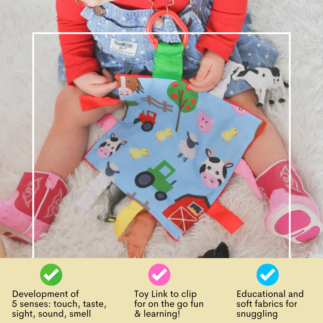 Farm Agriculture Cows Pigs Horses Chickens Baby Tag Crinkle