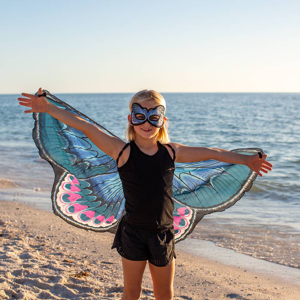 Karner Blue Butterfly Wings + Mask (Kids Cape Costume Set)
