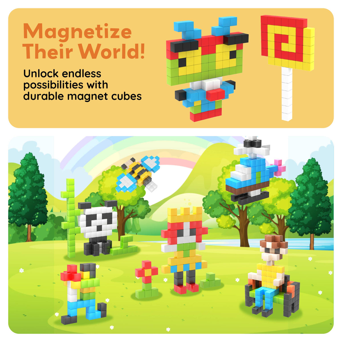 PicassoTiles 100pc .5" Magnetic Cubes Set