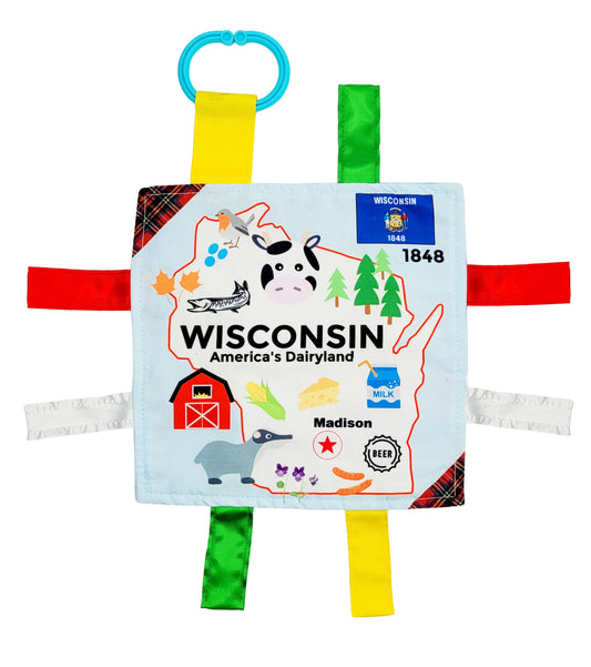Wisconsin State Baby Crinkle Tag Square 8"x 8" Toy