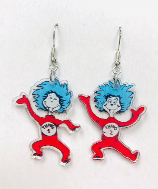 Thing One & Two Acrylic Earrings