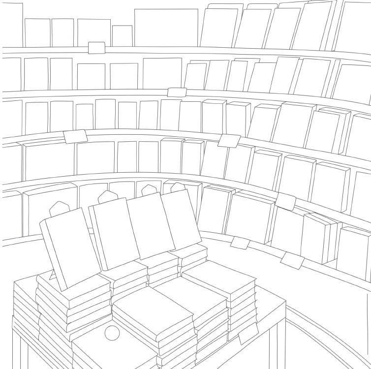Cozy Bookshops Colouring Book
