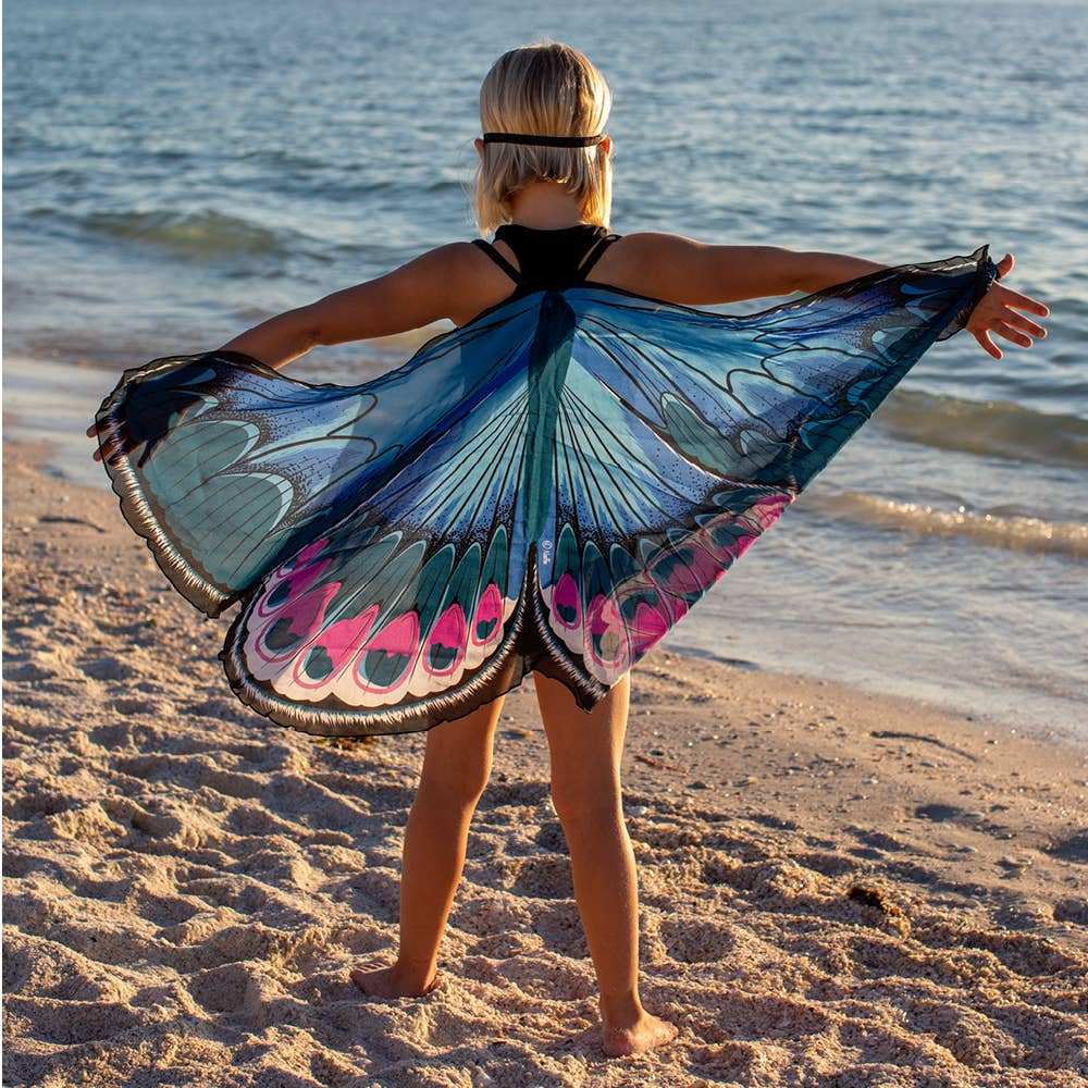 Karner Blue Butterfly Wings + Mask (Kids Cape Costume Set)