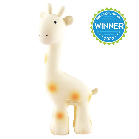 Giraffe Natural Organic Rubber Teether, Rattle & Bath Toy