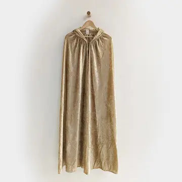 Kids Hooded Cloak/Cape - Gold Crushed Velour