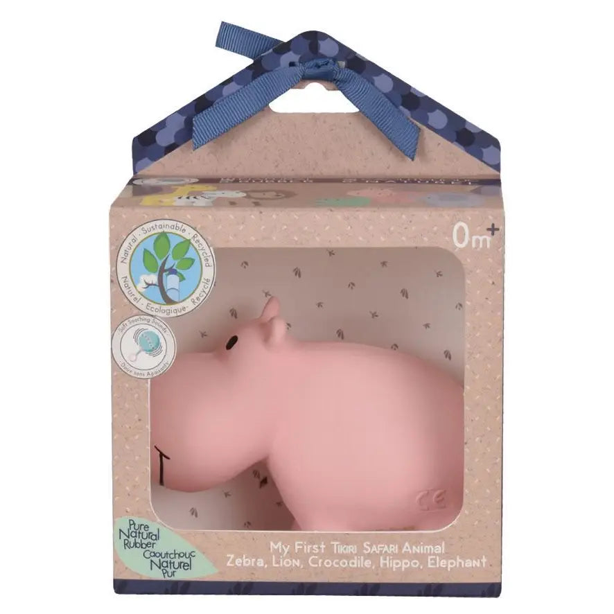 Hippo Natural Organic Rubber Teether, Rattle & Bath Toy