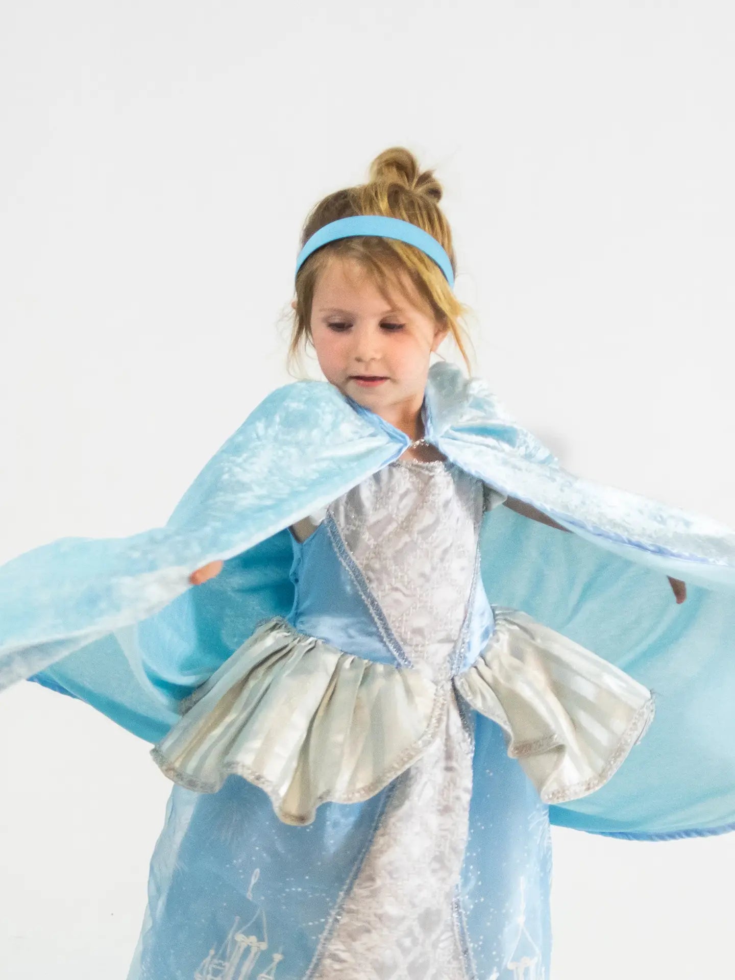 Kids Hooded Cloak/Cape - Light Blue Crushed Velour