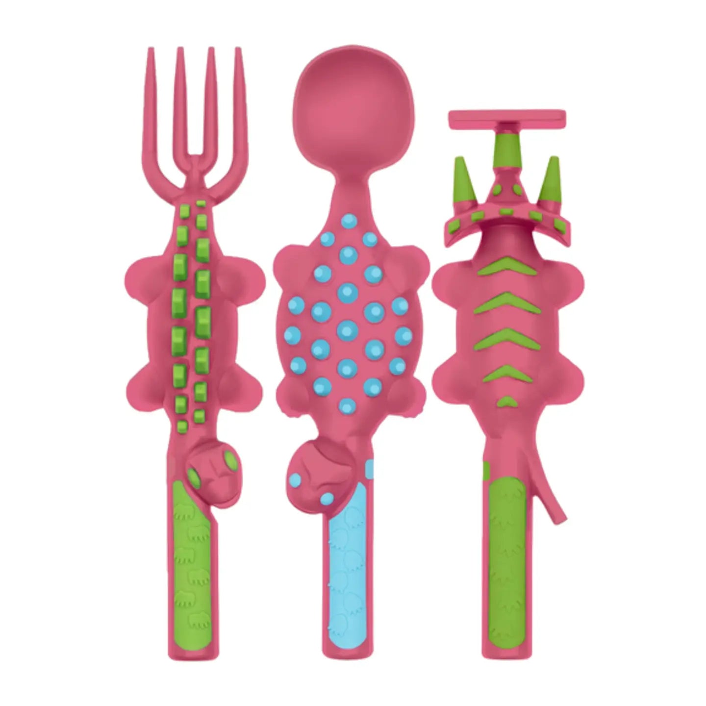 Set of 3 Pink Dino Utensils