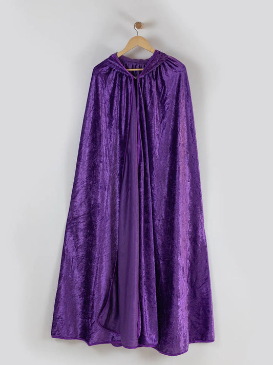 Purple Crushed Velour Hooded Cape - Kids Hooded Cloak