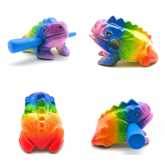 Rainbow Wooden Croaking Frog Drum 1.5 Inch