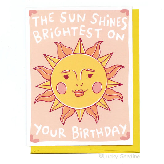 Celestial Sun Birthday, Retro Vintage 70s 80s Sunshine Card