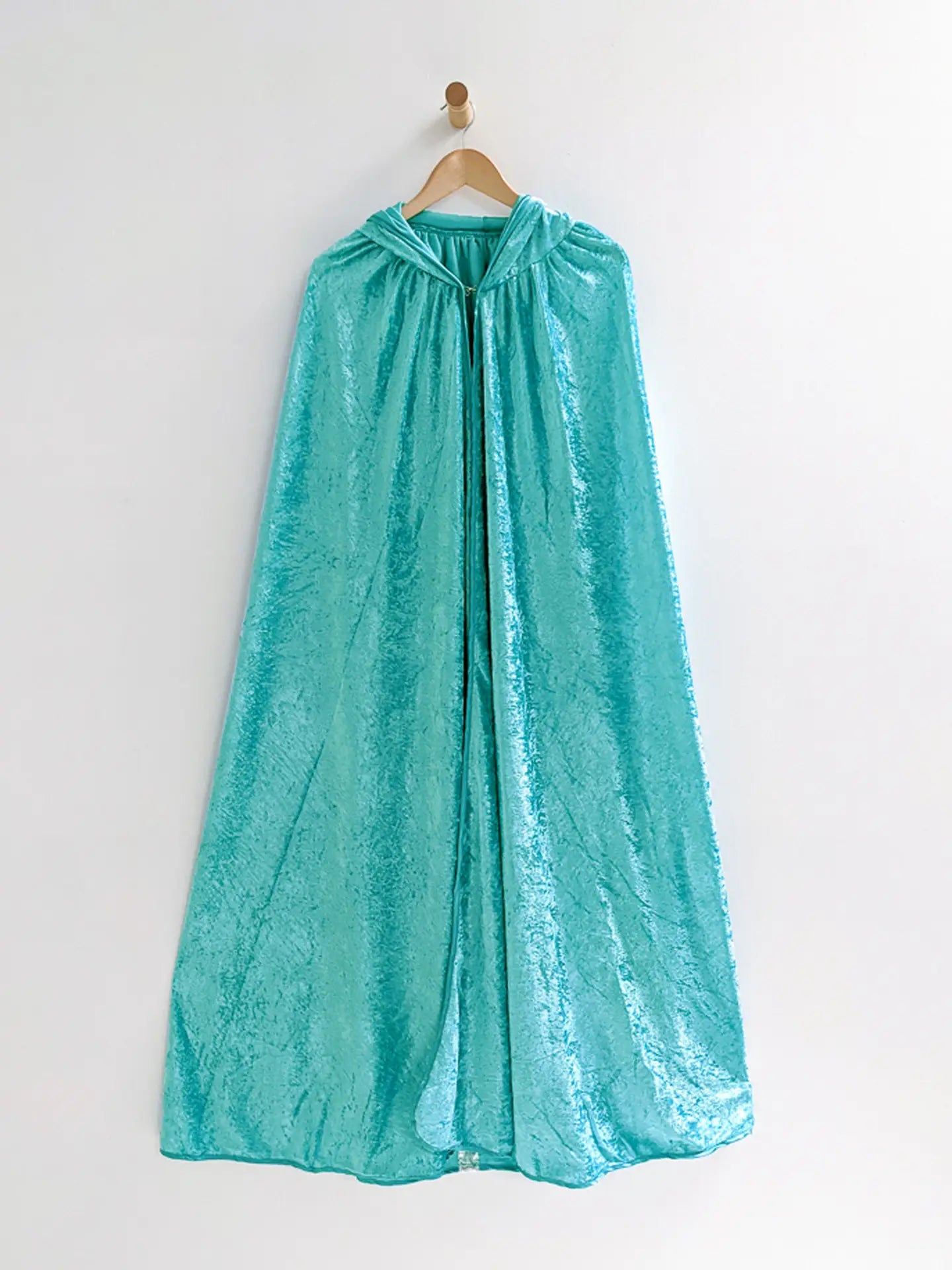 Teal Crushed Velour Hooded Cape - Kids Hooded Cloak