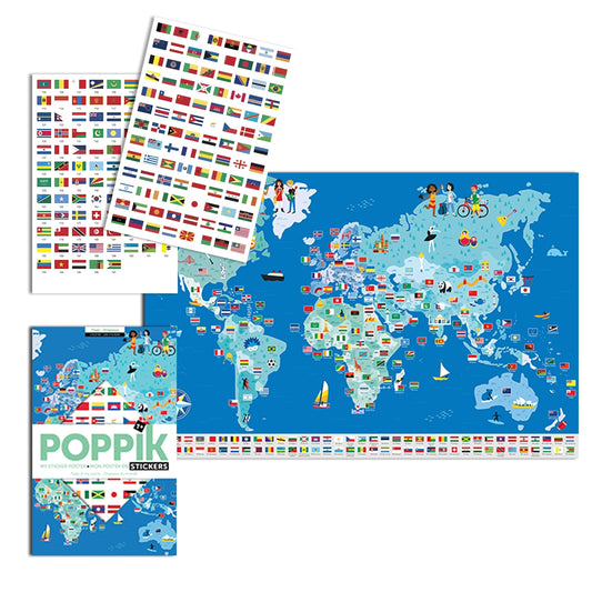 Flags of the World Discovery Sticker Poster